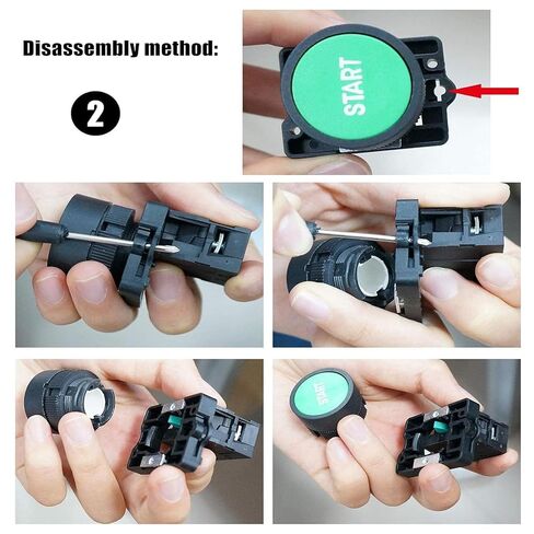 Set of 2 Momentary Push Button Switch Start/Stop Red Green Sign NO NC AC 600V 10A Button Switch ZB2-BE101C-Start/Stop for Electrical and Electronic Applications in Kuwait