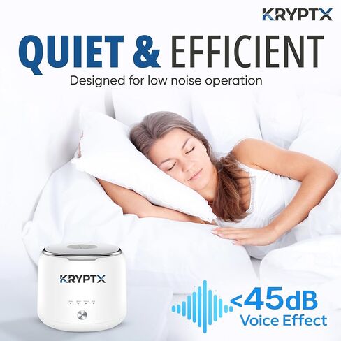 آلة تنظيف التجنيب بالموجات فوق الصوتية من KRYPTX - 45 كيلو هرتز مع خزان سعة 200 مل، و4 مصابيح UV-A+C و4 أوضاع - منظف بالموجات فوق الصوتية لتنظيف الأسنان للمثبتات، والمصففات، وواقيات الفم، وفرشاة الأسنان - أبيض | فتحة مخصصة لفرشاة الأسنان، شاحن من النوع C، in Kuwait