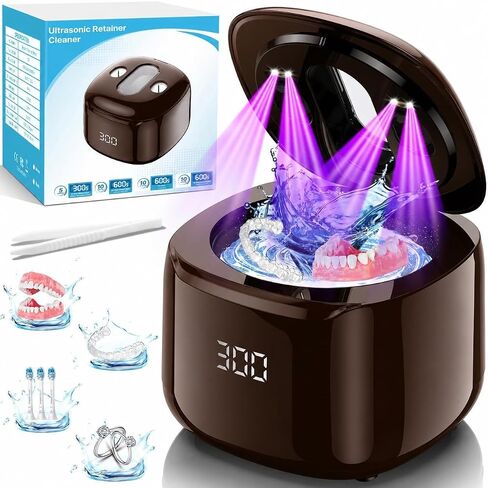 Ultrasonic Retainer Cleaner Machine, 49KHz 220ML Dental Cleaning Pod with Digital Timer, Deep Cleaning Ultrasonic Dentures Cleaner for Night Guards, Braces, Aligner, Toothbrush, Jewelry in Kuwait