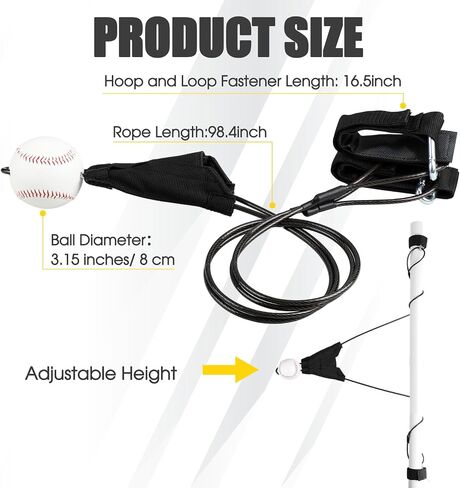 Jenaai Baseball Batting Swing Trainer Portable Baseball Hitting Trainer with Auto-Reset & Adjustable Ball Height, Batting Practice Equipment Hitting Accessories for Beginners to Pros, Easy Setup in Kuwait
