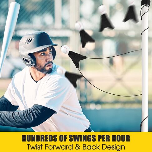 Jenaai Baseball Batting Swing Trainer Portable Baseball Hitting Trainer with Auto-Reset & Adjustable Ball Height, Batting Practice Equipment Hitting Accessories for Beginners to Pros, Easy Setup in Kuwait