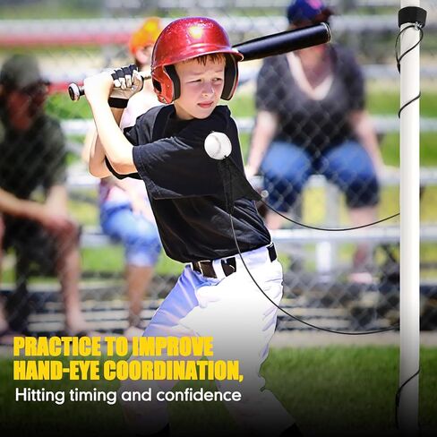 Jenaai Baseball Batting Swing Trainer Portable Baseball Hitting Trainer with Auto-Reset & Adjustable Ball Height, Batting Practice Equipment Hitting Accessories for Beginners to Pros, Easy Setup in Kuwait