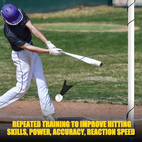Jenaai Baseball Batting Swing Trainer Portable Baseball Hitting Trainer with Auto-Reset & Adjustable Ball Height, Batting Practice Equipment Hitting Accessories for Beginners to Pros, Easy Setup in Kuwait