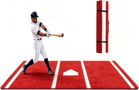 Baseball Batting Mat,10×3.8FT Pitching Mound Turf Hitting Mat, 0.4 Inch Thick,Non-Slip Resistant Home Plate for Swing Stance Correction Indoor Outdoor Baseball Softball Training in Kuwait