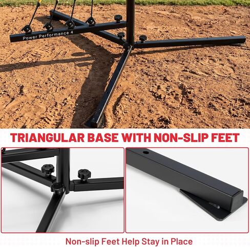 Baseball Softball Swing Trainer with Tripod Base, Adjustable Height Batting Trainer for Solo Hitting Practice, Auto-Return Trainer with 4 Elastic Ropes, Ground Pegs & Carry Bag in Kuwait
