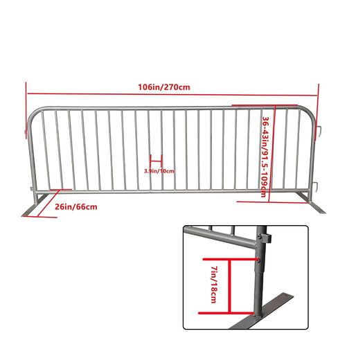17.6 FT Interlocking Galvanized Crowd Control Barricades, 2 Pack Steel Safety Barriers Fence Frame Guard with Adjustable Height for Events, Construction Sites, Queue Management in Kuwait