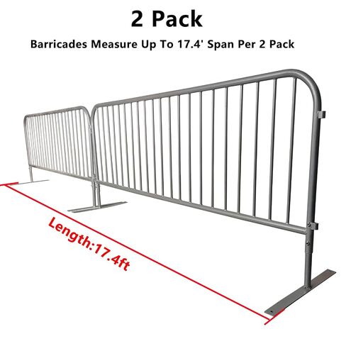 17.6 FT Interlocking Galvanized Crowd Control Barricades, 2 Pack Steel Safety Barriers Fence Frame Guard with Adjustable Height for Events, Construction Sites, Queue Management in Kuwait