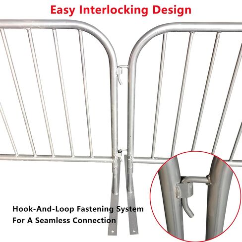 17.6 FT Interlocking Galvanized Crowd Control Barricades, 2 Pack Steel Safety Barriers Fence Frame Guard with Adjustable Height for Events, Construction Sites, Queue Management in Kuwait