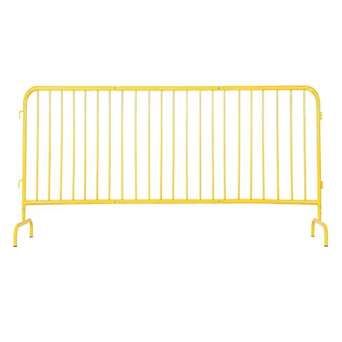 Garvee Interlocking Steel Barricade, 8.5 Ft. Heavy Duty Galvanized Metal Barricade, Interlocking Steel Road Barriers with with Bridge Feet Base, for Crowd Control Event Fencing Indoor/Outdoor, Yellow in Kuwait