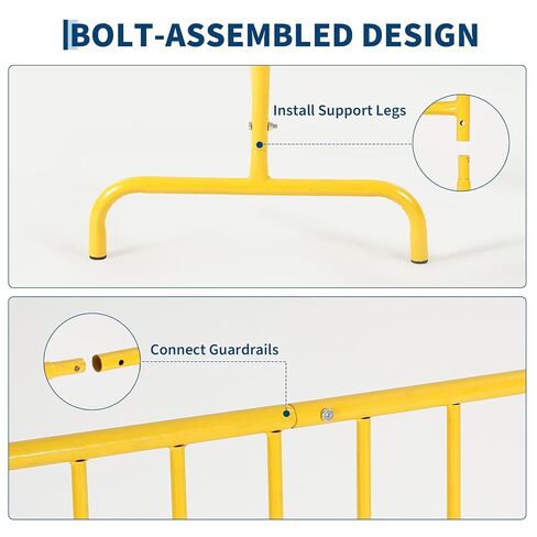 Garvee Interlocking Steel Barricade, 8.5 Ft. Heavy Duty Galvanized Metal Barricade, Interlocking Steel Road Barriers with with Bridge Feet Base, for Crowd Control Event Fencing Indoor/Outdoor, Yellow in Kuwait