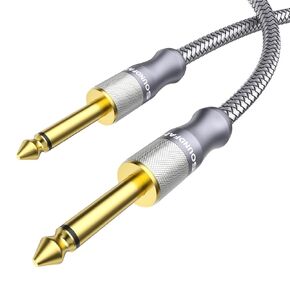 6.35mm TS Instrument Cable 3feet/1M, 1/4 Inch Mono Male to Male Guitar Cable, Gold-Plated Connectors Nylon Braided Jacket for Electric Guitar, Bass, Keyboard, Amp, Mixer, Pedalboard-Grey in Kuwait