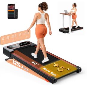 Walking Pad Treadmill with Auto Incline 12%-12Level, Quiet BLDC EvoDrive, Under Desk Treadmill for Home Office, Extra-Large Belt, Full Metrics Display, Quadra Cushion, App Control, 300lbs Capacity in Saudi Arabia