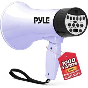 Pyle Megaphone Speaker 30W | Rechargeable Bullhorn Megaphone with Shoulder Strap, Siren, Bluetooth & Voice Changer | 1000 Yard Range | Record & Playback | Weather-Resistant Design | USB-C Charging in Kuwait