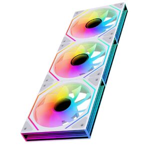 مروحة حافظة الكمبيوتر Prism6 MAX X3 120 مم ARGB - مرآة ومحور لا نهائية ذات 3 جوانب وتأثير ضوء مرآة لا نهائي، 800-1850±10% دورة في الدقيقة 120 مم PWM مروحة حافظة لحقيبة الكمبيوتر (عبوة ثلاثية سوداء) in Kuwait