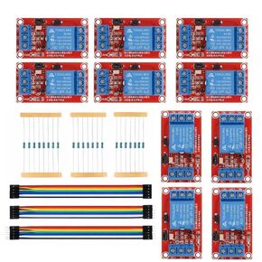 10PCS DC 5V 1 Channel Relay Module, High/Low Level Trigger Relay Switch Board with Optocoupler Isolation, 20cm Jumper Wires and 10K 1K 220R Resistors for Arduino Raspberry Pi in Kuwait