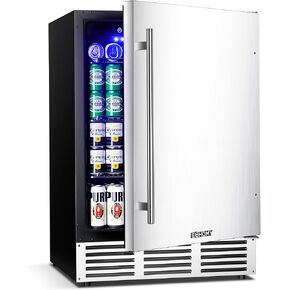 EUHOMY 24 Inch Beverage Refrigerator, Undercounter Beverage Fridge 180 Can with Stainless Steel Door for Home Patio, Beverage Cooler Built-in or Freestanding, outdoor refrigerator for Soda Beer Wine in Kuwait