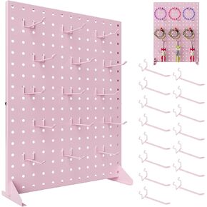 Metal Pegboard Display Stand With 15 Peg Board Hooks Accessories, Desk Pegboard Panels, Merchandise Display Rack for Selling Accessories Vendors & Events Retail Craft Shows & Fairs (17*13Inch, Black） in Kuwait