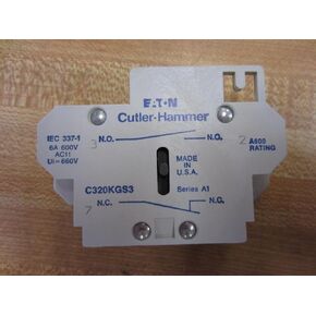 CUTLER HAMMER C320KGS3 1 NO/NC، 1.5-8 أمبير، 660 فولت تيار متردد، اتصال مساعد، للمبتدئين والموصلات، حامل جانبي in Kuwait