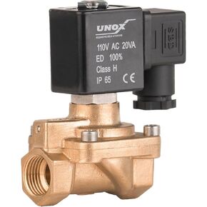 UNOX 1 "NPT صمام الملف اللولبي عالي الضغط 24V DC، 14 درجة فهرنهايت / 302 درجة فهرنهايت وحدة التحكم الكهربائية النحاسية مفتوحة عادة - 7-580 رطل لكل بوصة مربعة (0.5-40 بار) منظم تدفق المياه والهواء الصناعي in Kuwait