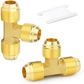 GASHER 2 قطعة نحاس 3 طرق، محول أنابيب مضيئة، 3/8 بوصة × 3/8 بوصة × 3/8 بوصة تركيبات أنابيب مضيئة للرجال in Kuwait