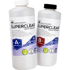 Table Top Epoxy Resin Superclear 64 oz | 2 Quart Kit, Anti-Yellow Highest UV Impact Resistance, Food Grade Safe, Ultra Crystal Clear Gloss, Bubble Free, Bar & Surface Coat, Tumblers, Wood, DIY in Kuwait