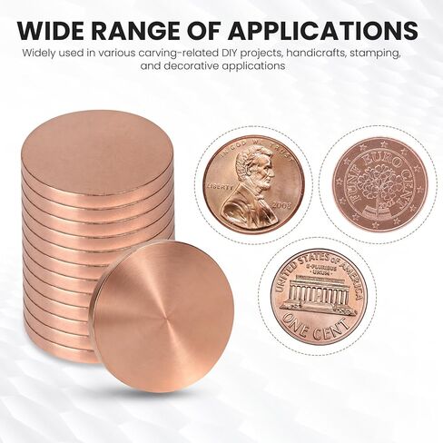 1-1/4" Copper Round Disc Blanks, 1/8" Thick Pure Copper Rounds Metal Circles, T2 Copper Sheet Plate for Crafts, Jewelry Making, Electrical DIY, Stamping, Engraving – 10 Pack in Kuwait