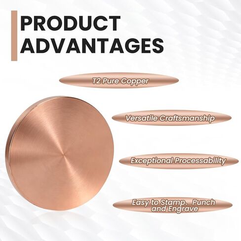 1-1/4" Copper Round Disc Blanks, 1/8" Thick Pure Copper Rounds Metal Circles, T2 Copper Sheet Plate for Crafts, Jewelry Making, Electrical DIY, Stamping, Engraving – 10 Pack in Kuwait