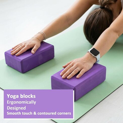 4 Pack High Density EVA Foam Yoga Blocks (9"x6"x3") - Non-Slip Lightweight Pilates Equipment for Stretching, Meditation & Balance Support (Purple) in Kuwait