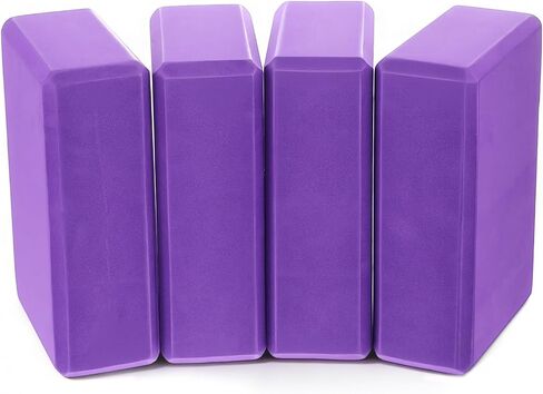 4 Pack High Density EVA Foam Yoga Blocks (9"x6"x3") - Non-Slip Lightweight Pilates Equipment for Stretching, Meditation & Balance Support (Purple) in Kuwait