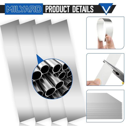 40Pcs Stainless Steel Shim Stock, 10 Size Assortment from 0.0007" to 0.01", 1" W x 6" L for Leveling, Trimming & Installation Gaps in Kuwait