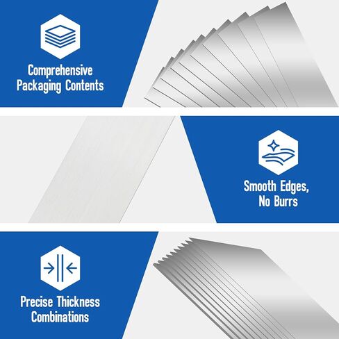 40Pcs Stainless Steel Shim Stock, 10 Size Assortment from 0.0007" to 0.01", 1" W x 6" L for Leveling, Trimming & Installation Gaps in Kuwait