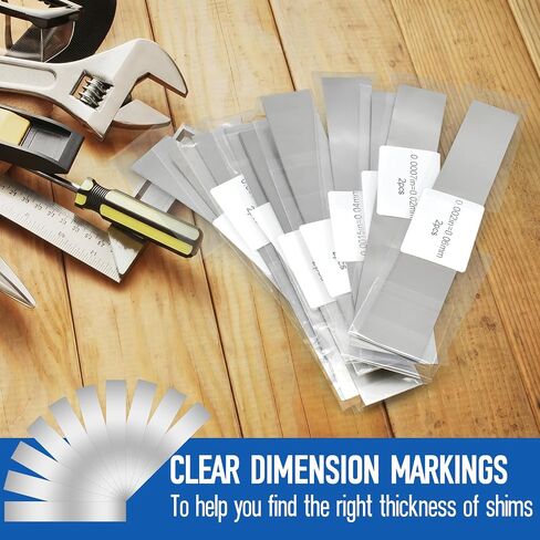 40Pcs Stainless Steel Shim Stock, 10 Size Assortment from 0.0007" to 0.01", 1" W x 6" L for Leveling, Trimming & Installation Gaps in Kuwait