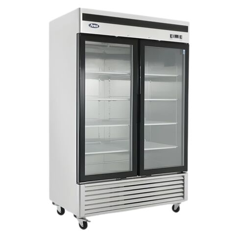 Atosa MCF8707GR 54" Reach-in Upright Glass Merchandiser Display Refrigerator for Restaurant Deli Convenient Stores | LED Lighting, 2 Swing Door, 8 Shelves, 44.8 Cu Ft Capacity | Stainless Steel, 115v in Kuwait