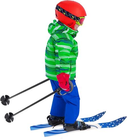 Kids Skis and Poles Set Blue, Beginner Snow for Children Youth, Twin Tip with Adjustable Bindings, Junior Ski Equipment for Backyard Practice in Kuwait
