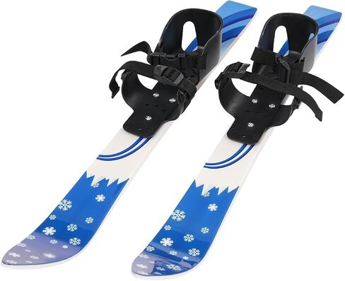 Kids Skis and Poles Set Blue, Beginner Snow for Children Youth, Twin Tip with Adjustable Bindings, Junior Ski Equipment for Backyard Practice in Kuwait