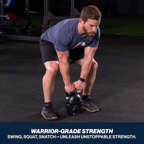 Titan Fitness 50 LB Warrior Kettlebell، تصميم جمجمة من الحديد الزهر، مقبض مطلي بمسحوق مضاد للانزلاق، معدات تدريب متقاطعة لبناء العضلات، لياقة القلب، تدريب القوة in Kuwait