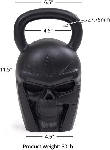 Titan Fitness 50 LB Warrior Kettlebell، تصميم جمجمة من الحديد الزهر، مقبض مطلي بمسحوق مضاد للانزلاق، معدات تدريب متقاطعة لبناء العضلات، لياقة القلب، تدريب القوة in Kuwait