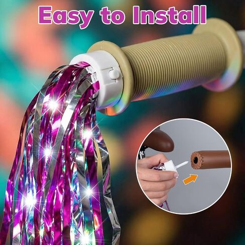 أشرطة الدراجات المضيئة بمصابيح LED من MOSHAY، عبوتان - شرابات مضيئة بمصابيح LED للدراجات والدراجات البخارية - أضف لمسة من التألق إلى المقاود الخاصة بك - تتضمن البطاريات in Kuwait