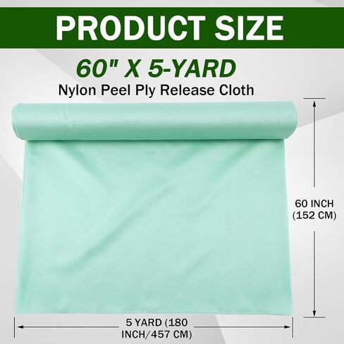 60" x 5-Yard Nylon Peel Ply Release Cloth – High-Temperature Resistant Vacuum Bagging Material for Carbon Fiber, Fiberglass, Epoxy & Resin, Hand Lay-up, Degassing Chambers & Vac Purge Kits in Kuwait