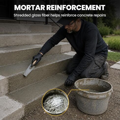 Concrete Fiber Reinforcement 10LB, 3/4 Inch AR Glass Fiber for Concrete, Short Strand Fiberglass Filler for Cement Mortar Repair, Anti Crack Concrete Fibers for Countertop Forms Walls Floor in Kuwait