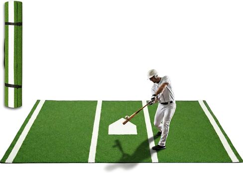 Baseball Hitting Mat - 12'×6'/10'×5' Large Synthetic Turf Batting Mat,0.4" Thick Non-Slip Rollable Hitting Mats, All Weather Training Mat for Indoor Outdoor Baseball Softball Practice in Kuwait