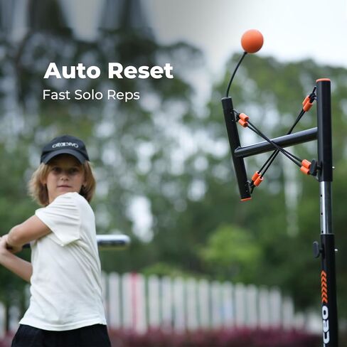 Youth Baseball Swing Trainer, Adjustable Height Batting Trainer with Auto Reset, High-Density Feedback Ball, Easy Setup Baseball Training Equipment for Kids Backyard Hitting Practice in Kuwait