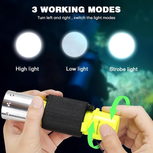 2 Pack Scuba Diving Flashlight and Rechargeable Flashlights 2 Pack with Side Light & Digital Power Display in Kuwait