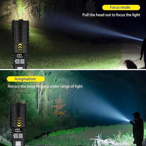 2 Pack Scuba Diving Flashlight and Rechargeable Flashlights 2 Pack with Side Light & Digital Power Display in Kuwait