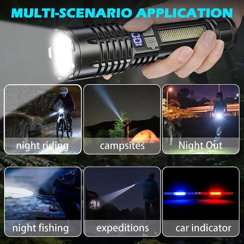 2 Pack Scuba Diving Flashlight and Rechargeable Flashlights 2 Pack with Side Light & Digital Power Display in Kuwait
