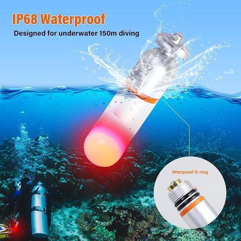 ORCATORCH SD01PRO Dive Signal Light - Red & Green Combo, Submersible Strobe Beacon Mini Tank Flashing Marker Light with AAA Battery for Scuba Diving and Night Visibility in Kuwait