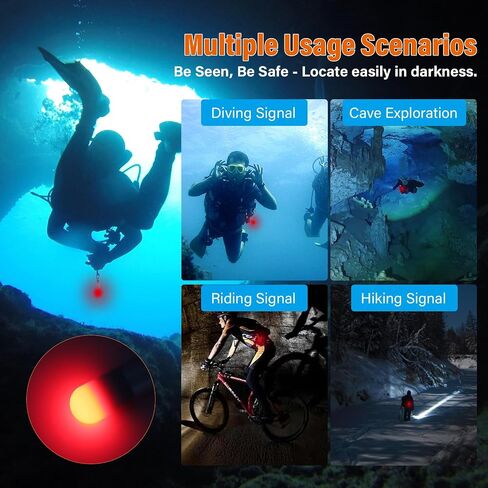 ORCATORCH SD01PRO Dive Signal Light - Red & Green Combo, Submersible Strobe Beacon Mini Tank Flashing Marker Light with AAA Battery for Scuba Diving and Night Visibility in Kuwait