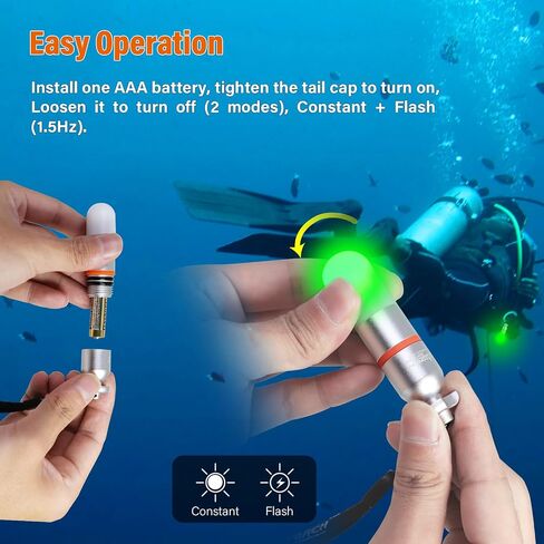 ORCATORCH SD01PRO Dive Signal Light - Red & Green Combo, Submersible Strobe Beacon Mini Tank Flashing Marker Light with AAA Battery for Scuba Diving and Night Visibility in Kuwait