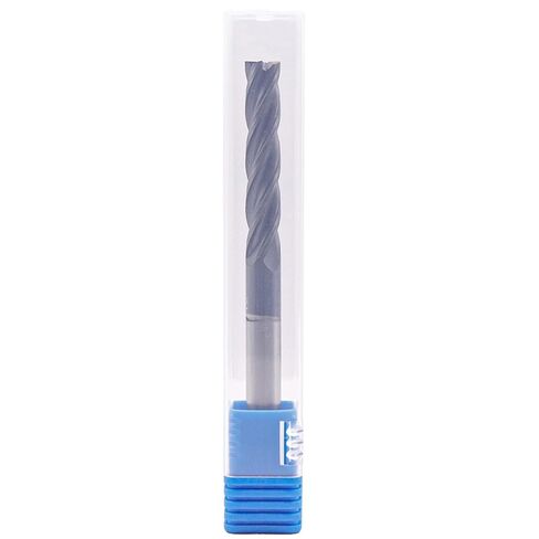 High Performance Solid Carbide Long End Mill - AlCrN Coated, Variable Helix, 4 Flute, 5/16" Cutting Diameter, 5/16" Shank Diameter, 1-5/8" Length of Cut, 4" Overall Length, Square End in Kuwait
