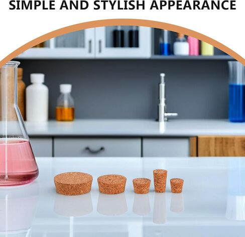 SOLUSTRE 25pcs Assorted Size Soft Tapered Cork Stoppers Set (21.5/22/29.5/48/63mm) Reusable Airtight Jar Seal Plugs for Laboratory, Home, and Commercial Use in Kuwait